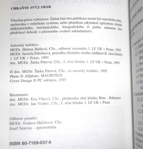 Šárka Pitrová: Chraňte svůj ZRAK, 1993 — foto 3