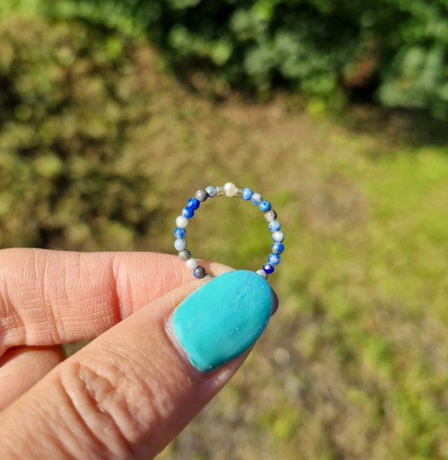 Perla*světlý lapis Lazuli*prsten — foto 6