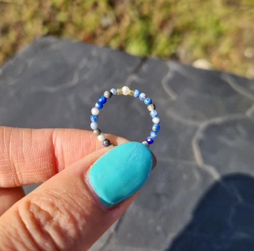 Perla*světlý lapis Lazuli*prsten — foto 2