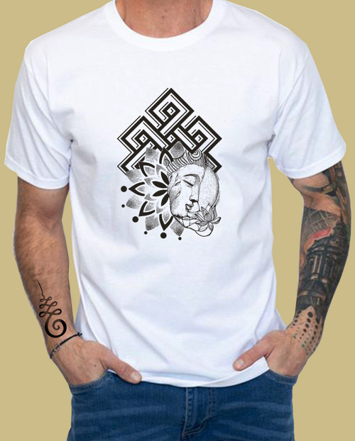 Nekonečný Buddha - pánské bílé triko — foto 2