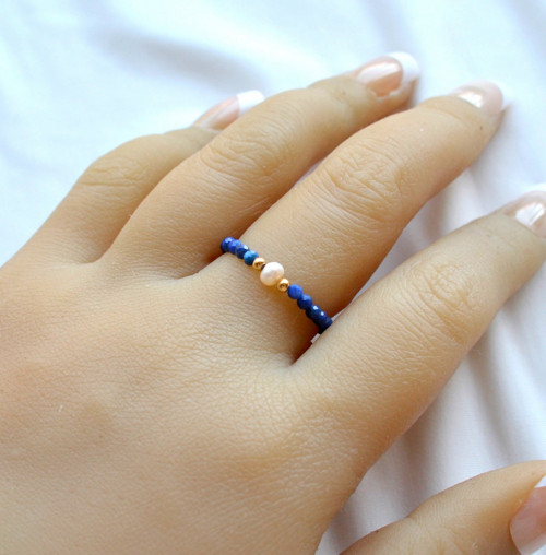 BROUŠENÝ LAPIS LAZULI 0.2*PERLA*AG*prsten — foto 2