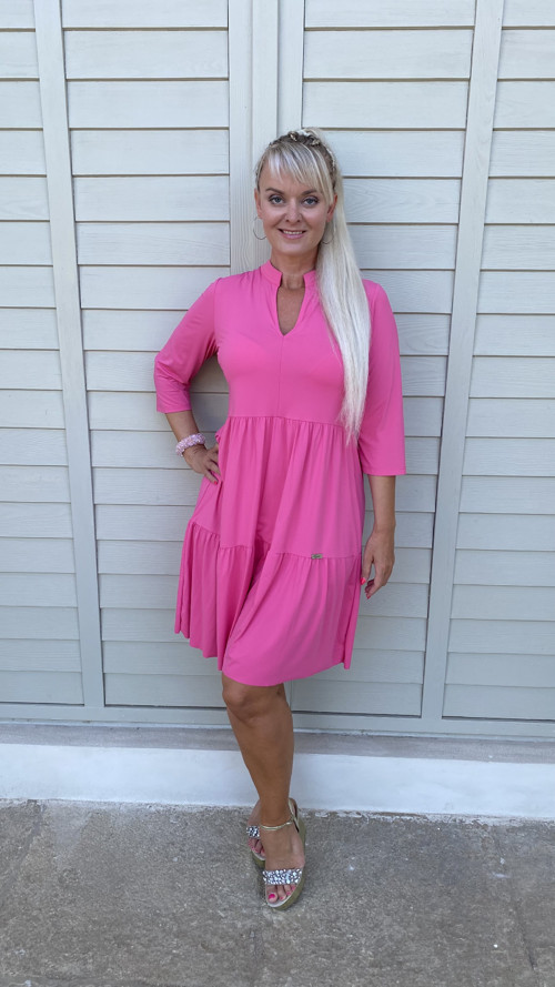 Růzové šaty oversize 3/4 rukáv — foto 3
