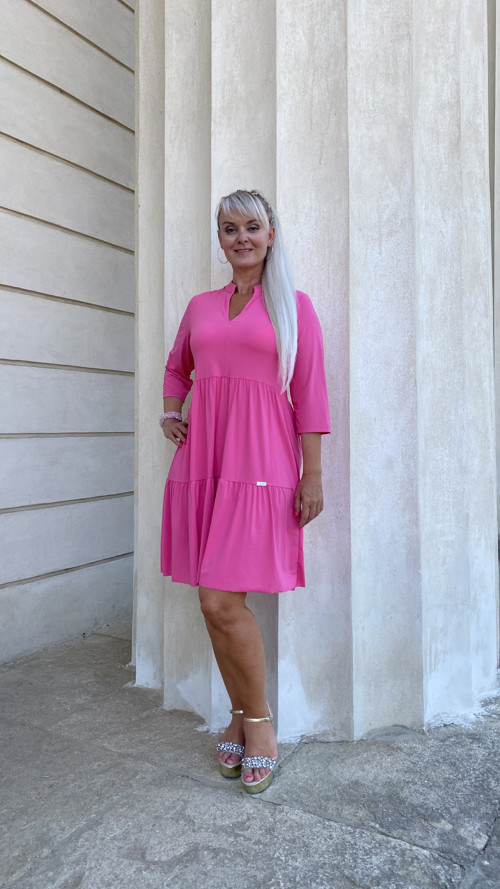 Růzové šaty oversize 3/4 rukáv — foto 6