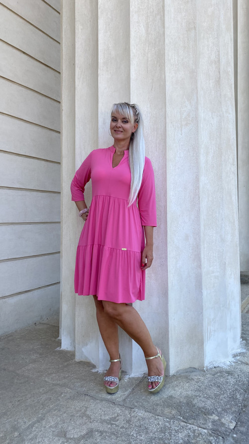 Růzové šaty oversize 3/4 rukáv — foto 4