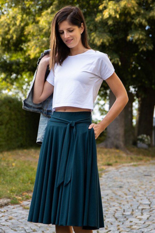 Midi sukně - petrolejová — foto 3