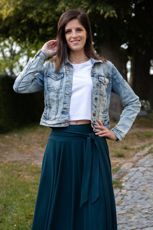Midi sukně - petrolejová — foto 2