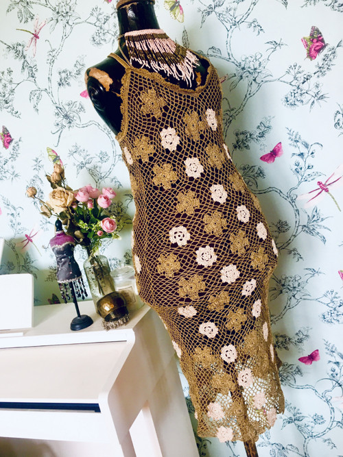 Šaty vintage look luxusní háčkované — foto 3