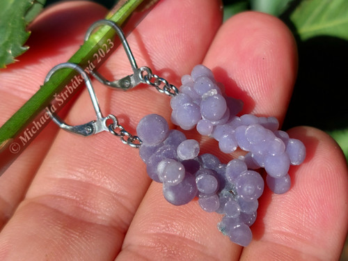 Náušnice s hroznovým chalcedonem + video — foto 3