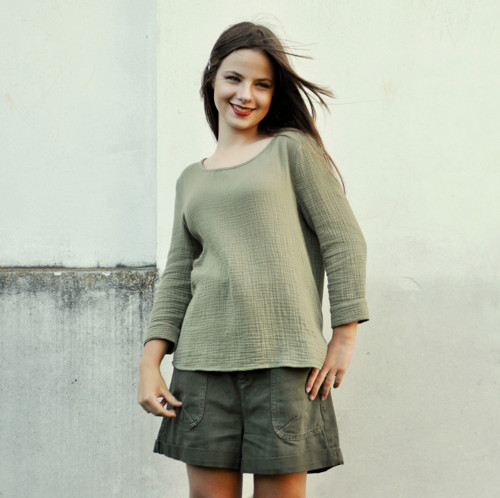 Mušelínová halenka Basic Moss Green — foto 4