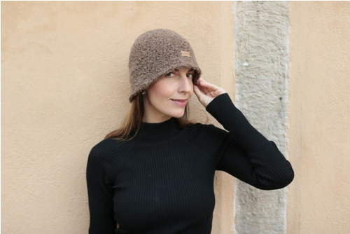 Klobouček alpaka BOUCLÉ - hnědý — foto 4