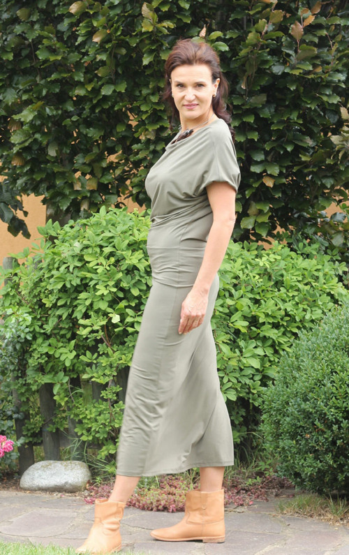 Šaty asymetrické khaki — foto 2
