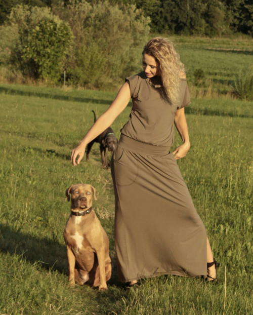 Khaki dlouhé šaty — foto 4
