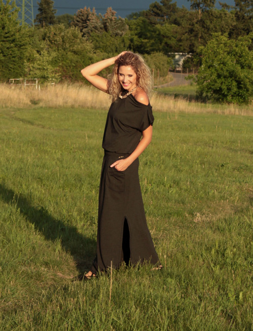 Tmavěšedé dlouhé šaty — foto 4