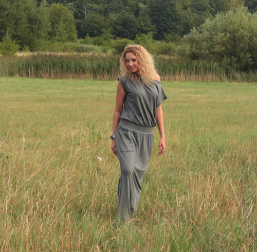 Dlouhé šaty středně šedá melanž — foto 5