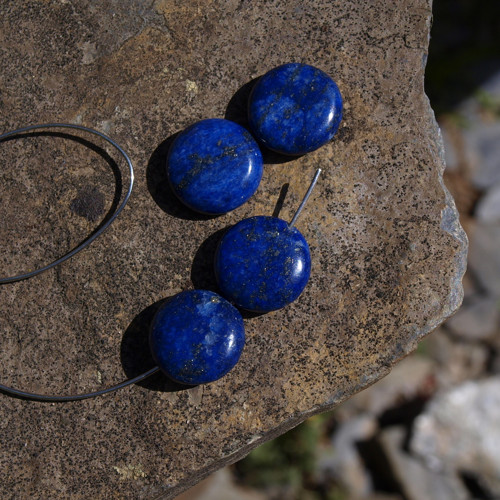 Lapis lazuli, pár čoček 16 mm — foto 3