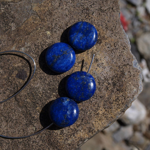 Lapis lazuli, pár čoček 16 mm — foto 2