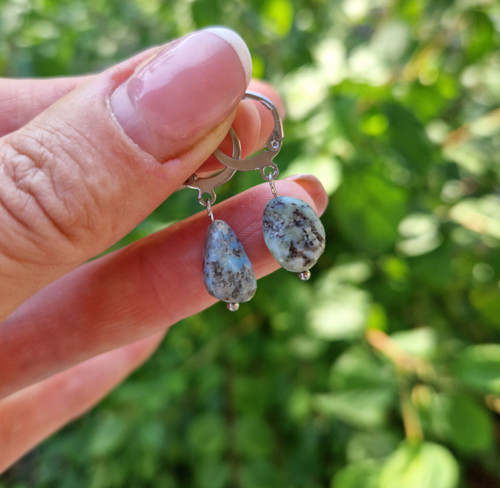 Přírodní larimar*náušnice*chir.ocel — foto 2
