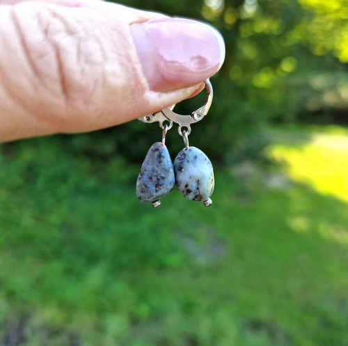 Přírodní larimar*náušnice*chir.ocel — foto 3