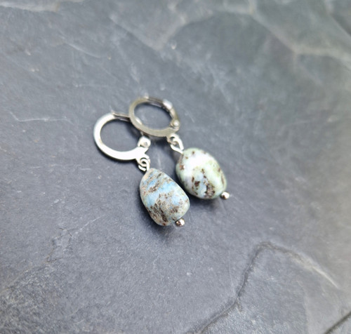 Přírodní larimar*náušnice*chir.ocel — foto 4