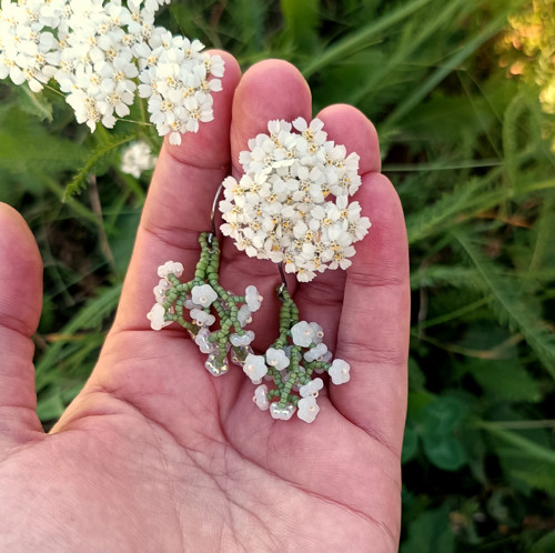Řebříček bílý - náušnice — foto 3