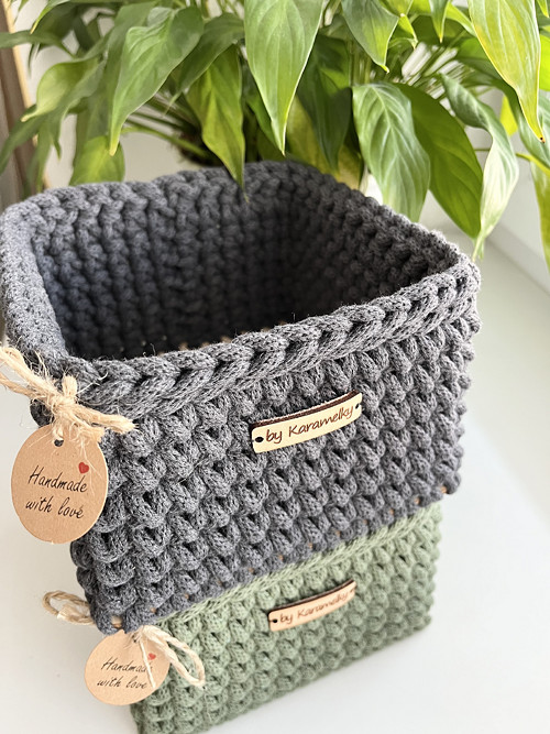 Háčkovaný košíček 15*15 Cm 1 ks — foto 2