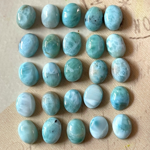 Larimar pravý kabošon ovál / 9x7mm — foto 5