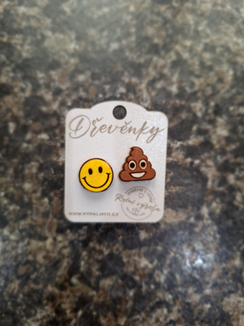 Dřevěnky - Dřevěné náušnice - Emoticon — foto 2