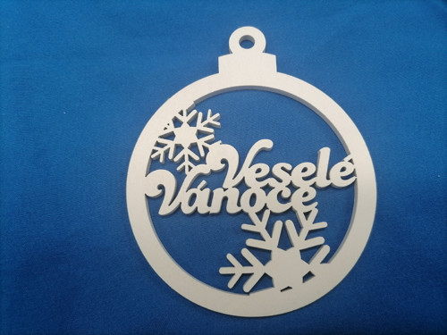 Vánoční koule Veselé Vánoce bílá — foto 2