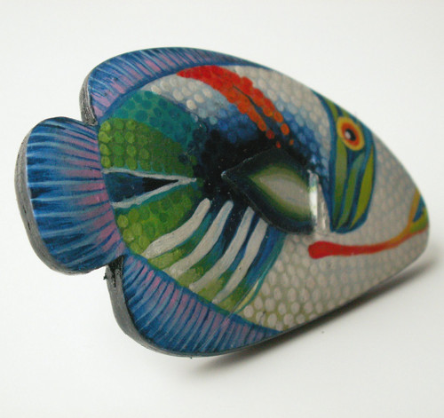 Trigger Fish II - kožená brož s malbou — foto 4
