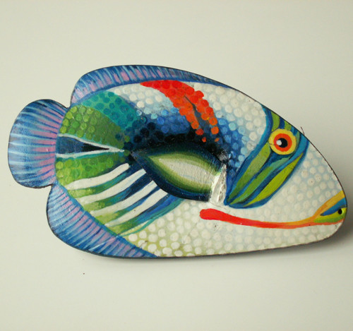 Trigger Fish II - kožená brož s malbou — foto 5