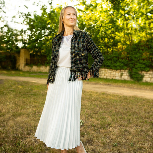 Stříbrná plisovaná sukně — foto 2