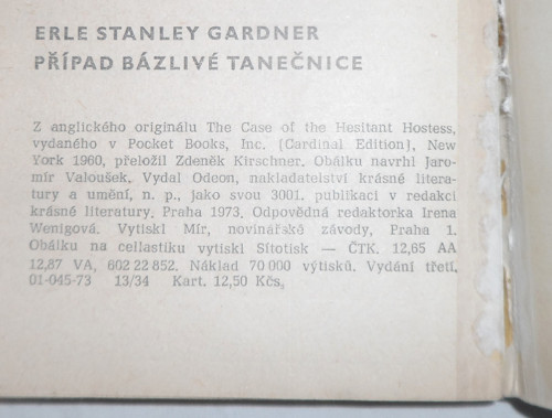 E. Stanley Gardner: PŘÍPAD bázlivé tanečnice, 1973 — foto 3
