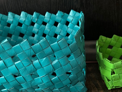 Recyklované materiály - velký košík — foto 2