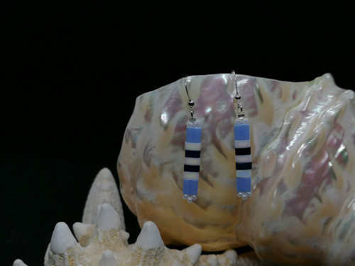 Náušnice Miyuki Tila modro bílé — foto 3