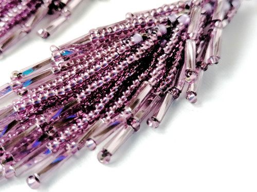 Purple Beaded Fringe Earrings — foto 4