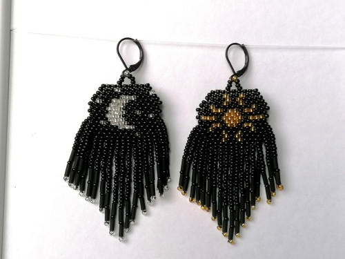 Sun and Moon Fringe Beaded Earrings — foto 5
