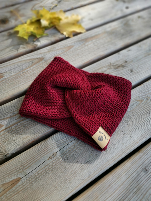 Twist merino čelenka - vínová — foto 4