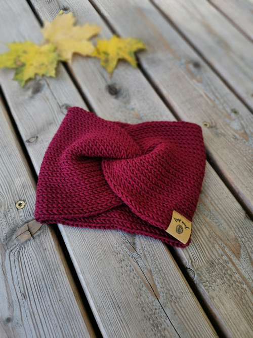 Twist merino čelenka - vínová — foto 2