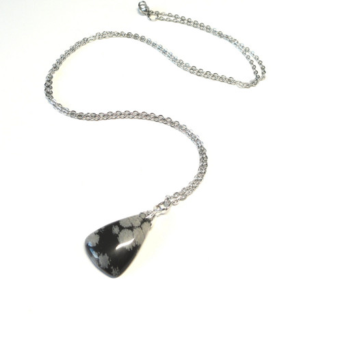 Obsidián, řetízek chirurgická ocel — foto 3