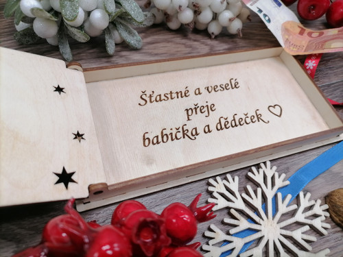 Dřevěná obálka na peníze vánoční — foto 2