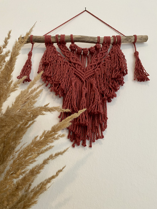 Macramé závěsná dekorace - divoká růže — foto 4