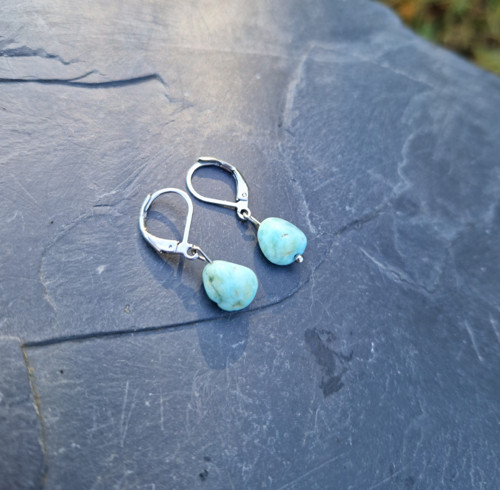 Přírodní larimar*náušnice*chir.ocel — foto 2