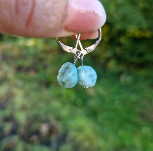 Přírodní larimar*náušnice*chir.ocel — foto 5