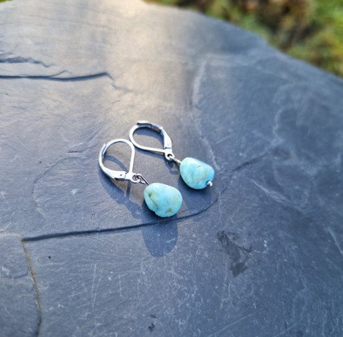 Přírodní larimar*náušnice*chir.ocel — foto 4
