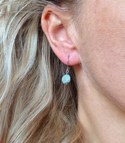 Přírodní larimar*náušnice*chir.ocel — foto 6