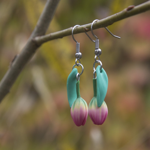 Náušnice - růžové tulipány — foto 2