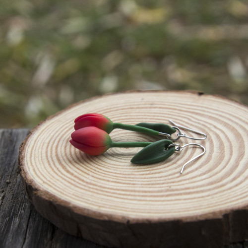 Náušnice - červené tulipány — foto 2