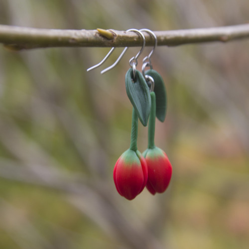Náušnice - červené tulipány — foto 6