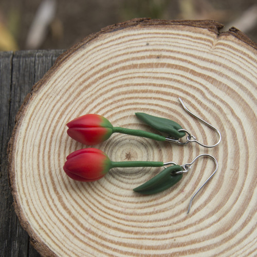 Náušnice - červené tulipány — foto 4