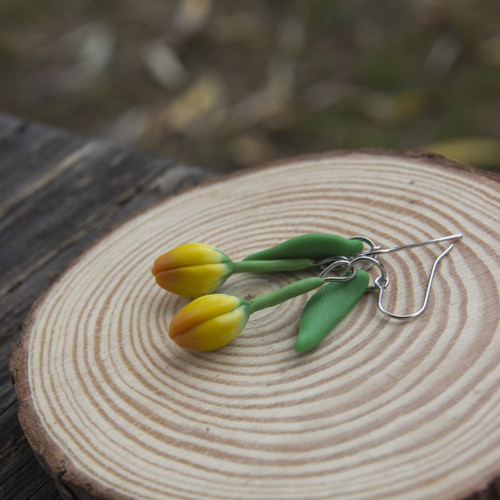 Náušnice - žluté tulipány — foto 3